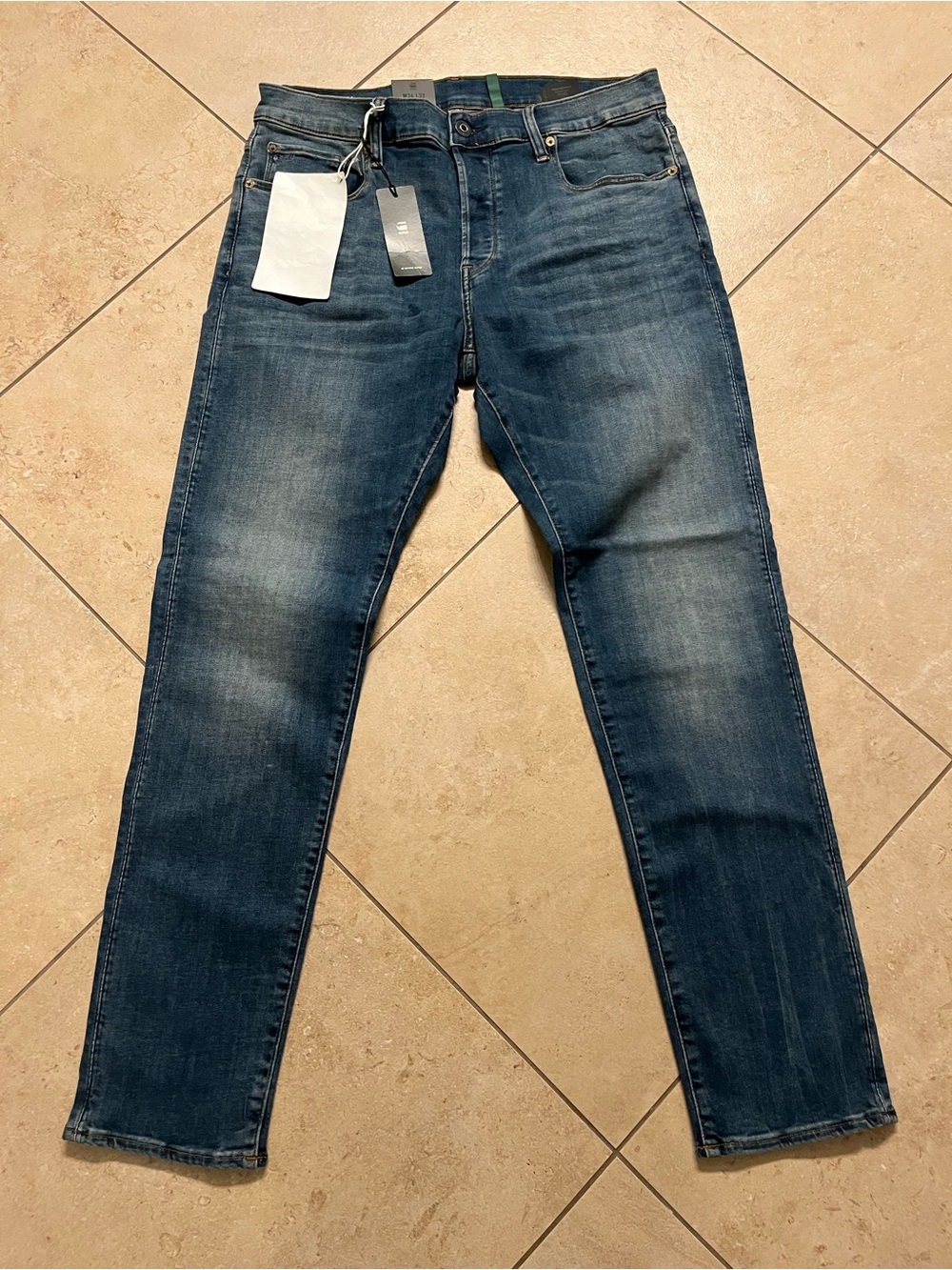 G-Star Slim Straight Washed Dark Blue Jeans
